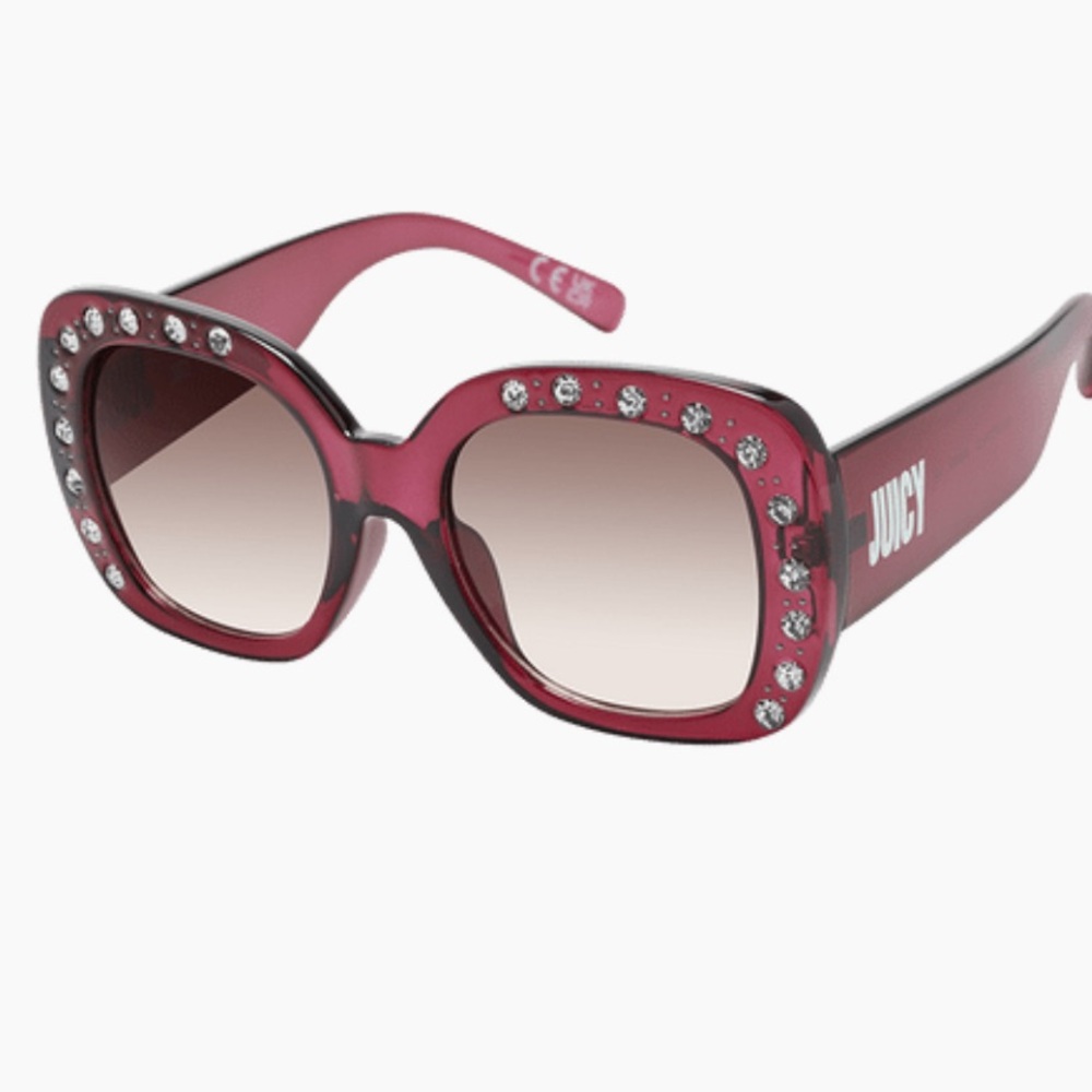 Juicy Couture Burgundy Rhinestone Embellished Sunglasses